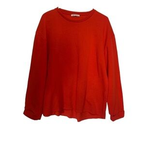 Zara TRF Red Oversized Raw Hem Sweatshirt Size M Cozy Comfy Y2K Streetwear